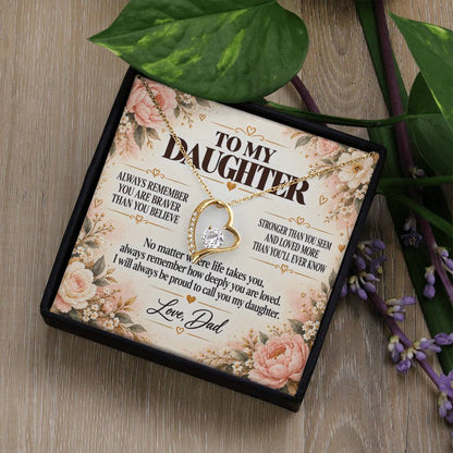 C251 - Always Remember How Deeply You Are Loved And How Proud Dad Will Always Be - Forever Love Necklace