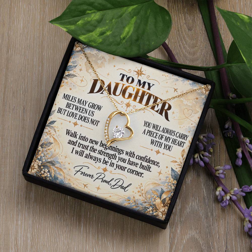 C319 - There Is No Distance Great Enough To Change The Bond Between A Father And Daughter - Forever Love Necklace