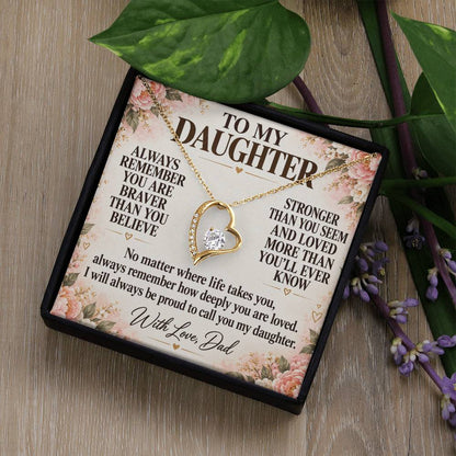 C201 - Always Remember How Deeply You Are Loved And How Proud Dad Will Always Be - Forever Love Necklace