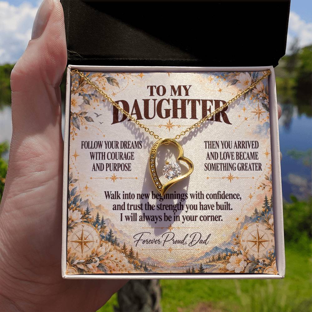 C359 - Follow Your Dreams With Courage And Know Dad Will Always Be Cheering For You - Forever Love Necklace