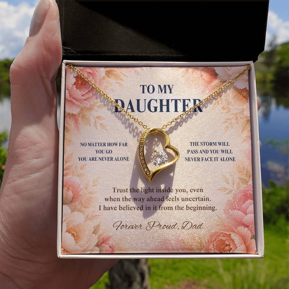 C55 - No Matter How Far You Go You Will Always Carry A Piece Of Dad’s Heart With You - Forever Love Necklace