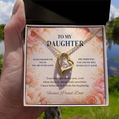 C55 - No Matter How Far You Go You Will Always Carry A Piece Of Dad’s Heart With You - Forever Love Necklace