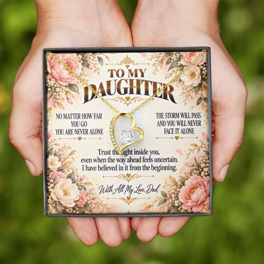 C405 - No Matter How Far You Go You Will Always Carry A Piece Of Dad’s Heart With You - Forever Love Necklace