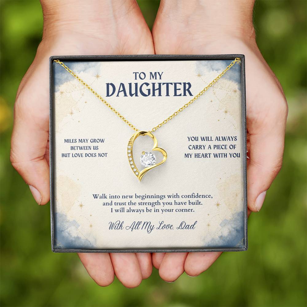 C69 - There Is No Distance Great Enough To Change The Bond Between A Father And Daughter - Forever Love Necklace