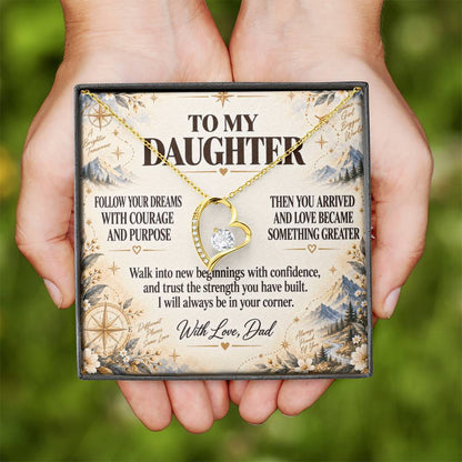 C209 - Follow Your Dreams With Courage And Know Dad Will Always Be Cheering For You - Forever Love Necklace