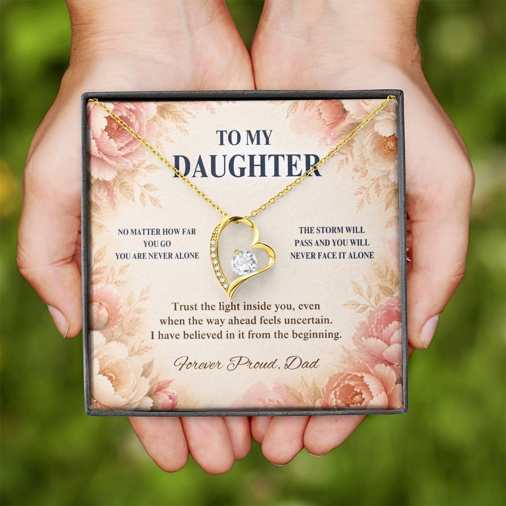 C55 - No Matter How Far You Go You Will Always Carry A Piece Of Dad’s Heart With You - Forever Love Necklace