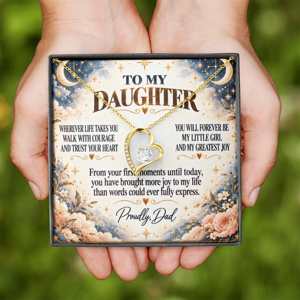C302 - Wherever Life Takes You May You Always Feel Dad’s Love Guiding Your Heart - Forever Love Necklace