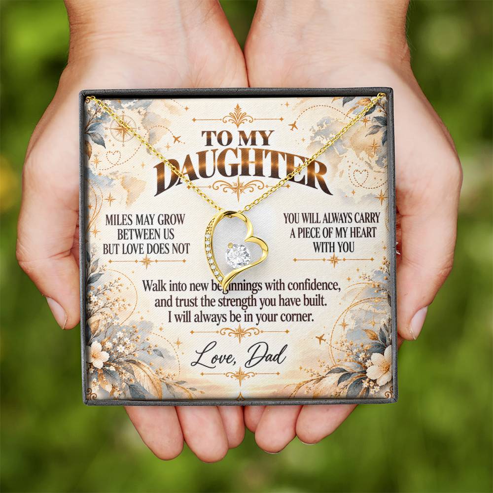C419 - There Is No Distance Great Enough To Change The Bond Between A Father And Daughter - Forever Love Necklace