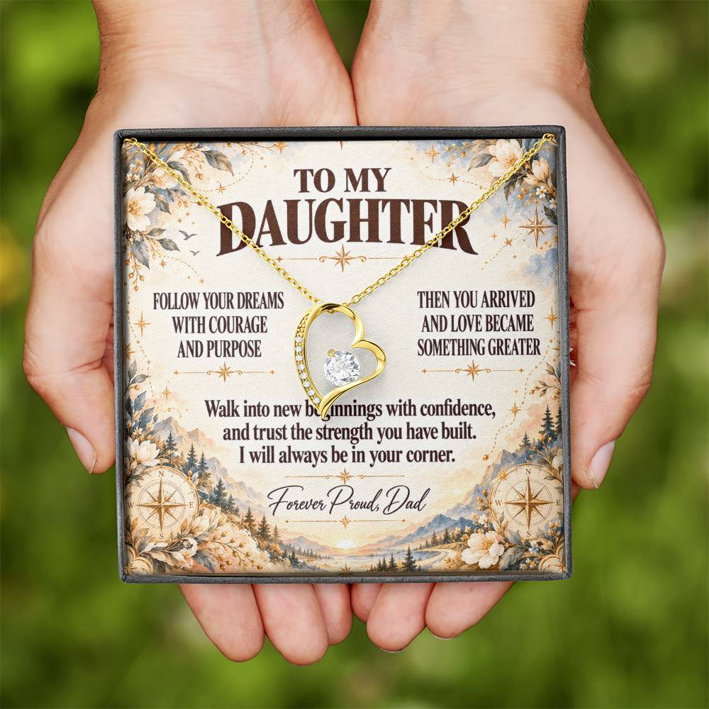 C359 - Follow Your Dreams With Courage And Know Dad Will Always Be Cheering For You - Forever Love Necklace