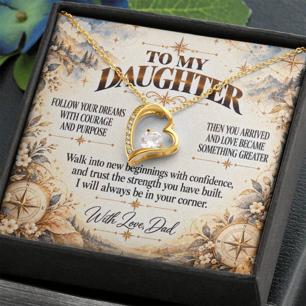 C409 - Follow Your Dreams With Courage And Know Dad Will Always Be Cheering For You - Forever Love Necklace