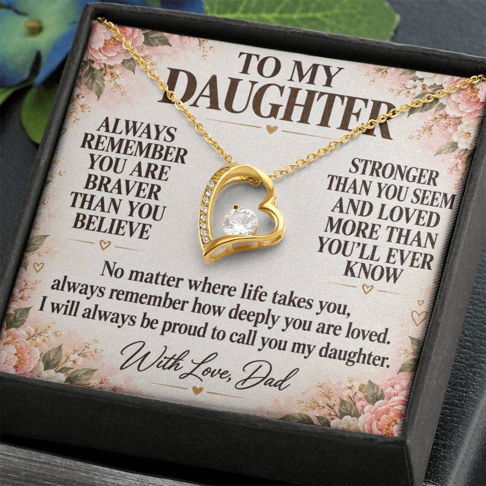 C201 - Always Remember How Deeply You Are Loved And How Proud Dad Will Always Be - Forever Love Necklace