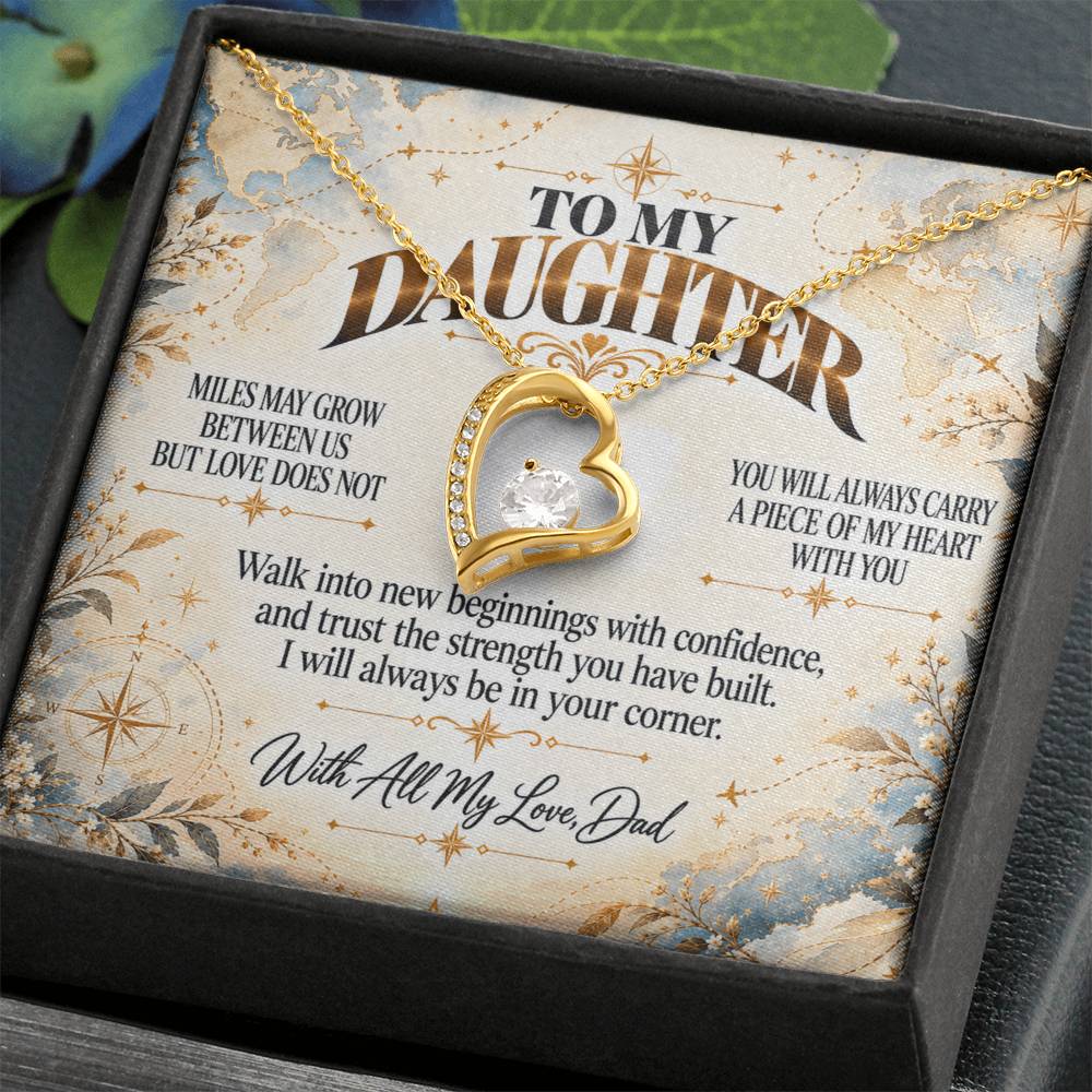 C469 - There Is No Distance Great Enough To Change The Bond Between A Father And Daughter - Forever Love Necklace