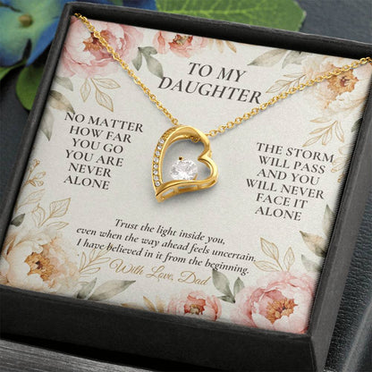 C105 - No Matter How Far You Go You Will Always Carry A Piece Of Dad’s Heart With You - Forever Love Necklace