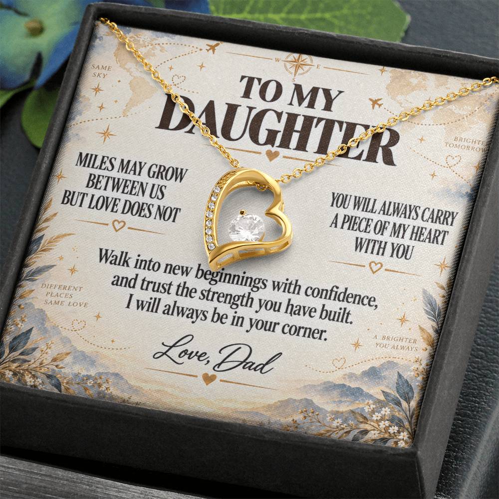 C219 - There Is No Distance Great Enough To Change The Bond Between A Father And Daughter - Forever Love Necklace