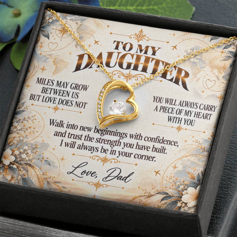 C419 - There Is No Distance Great Enough To Change The Bond Between A Father And Daughter - Forever Love Necklace