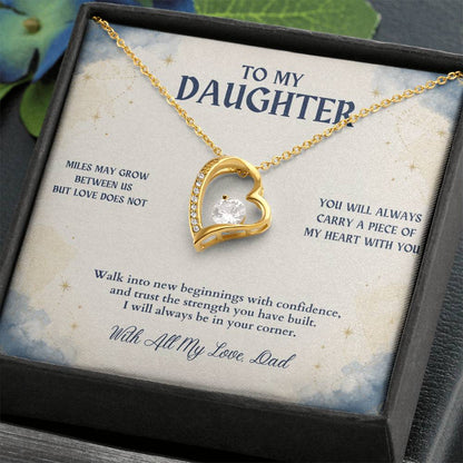 C69 - There Is No Distance Great Enough To Change The Bond Between A Father And Daughter - Forever Love Necklace