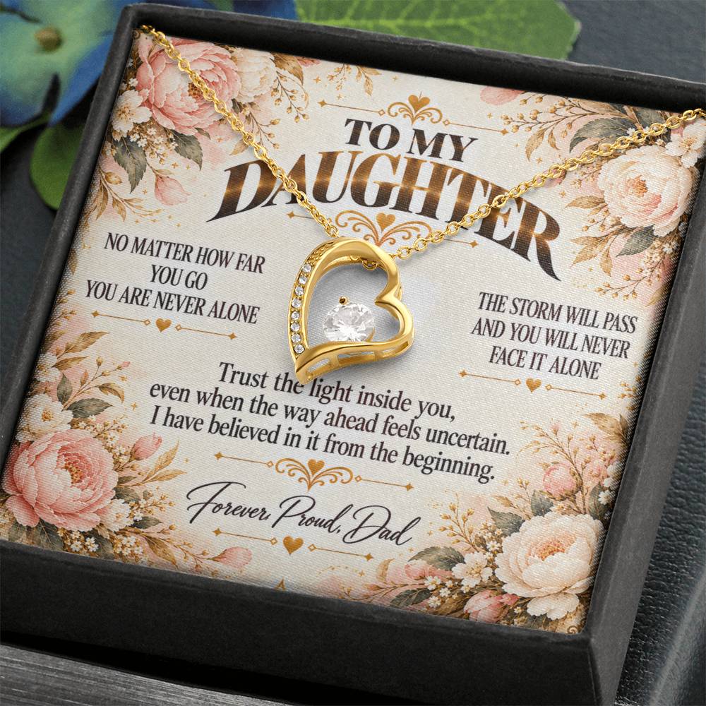 C455 - No Matter How Far You Go You Will Always Carry A Piece Of Dad’s Heart With You - Forever Love Necklace