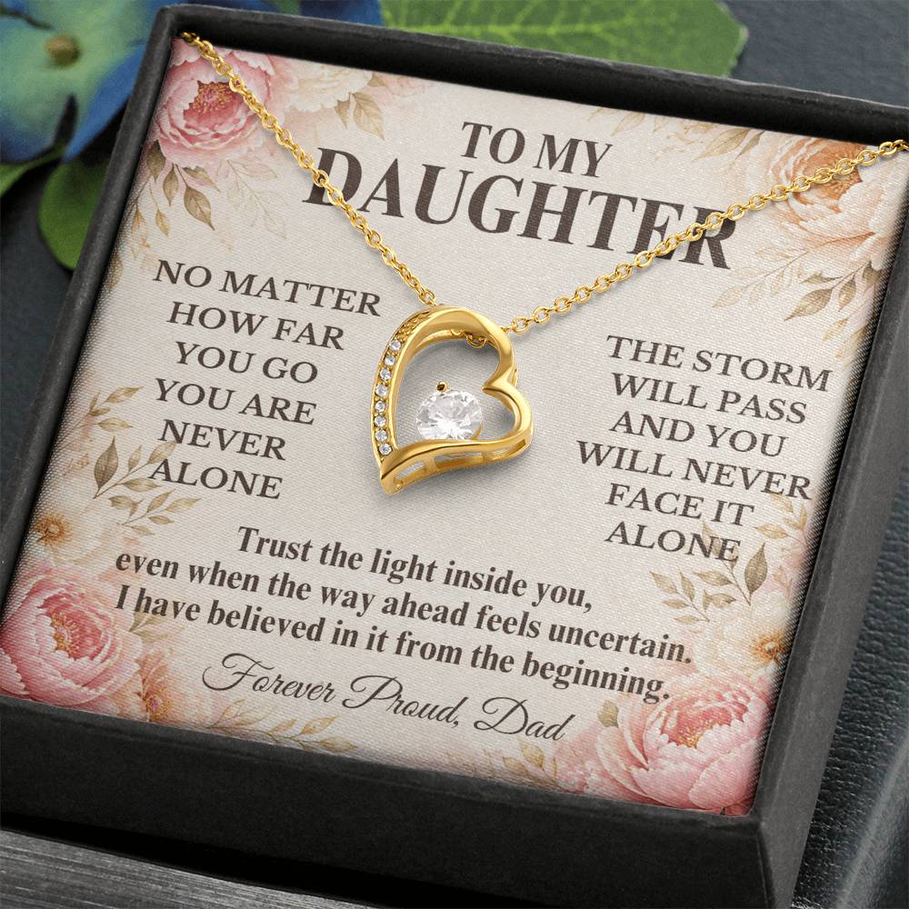 C255 - No Matter How Far You Go You Will Always Carry A Piece Of Dad’s Heart With You - Forever Love Necklace