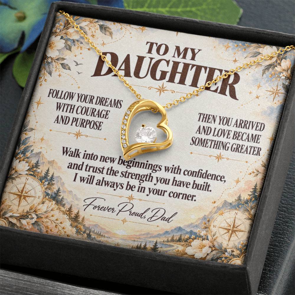 C359 - Follow Your Dreams With Courage And Know Dad Will Always Be Cheering For You - Forever Love Necklace