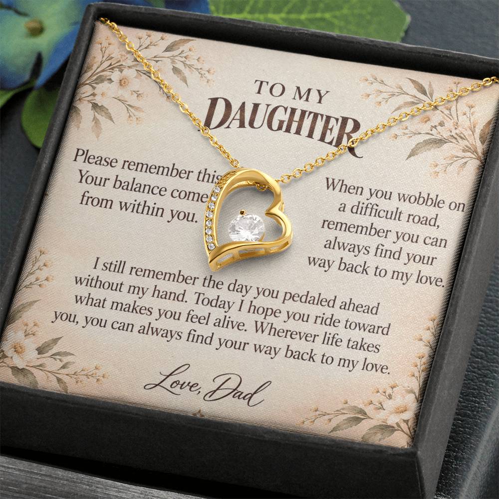 C521 - The Bicycle I Let Go And Quiet Words For Your Hardest Days - Forever Love Necklace