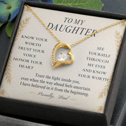 C109 - Follow Your Dreams With Courage And Know Dad Will Always Be Cheering For You - Forever Love Necklace