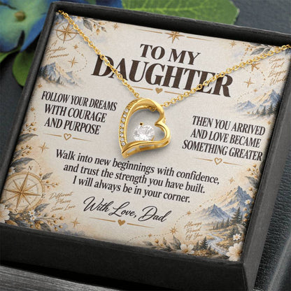 C209 - Follow Your Dreams With Courage And Know Dad Will Always Be Cheering For You - Forever Love Necklace