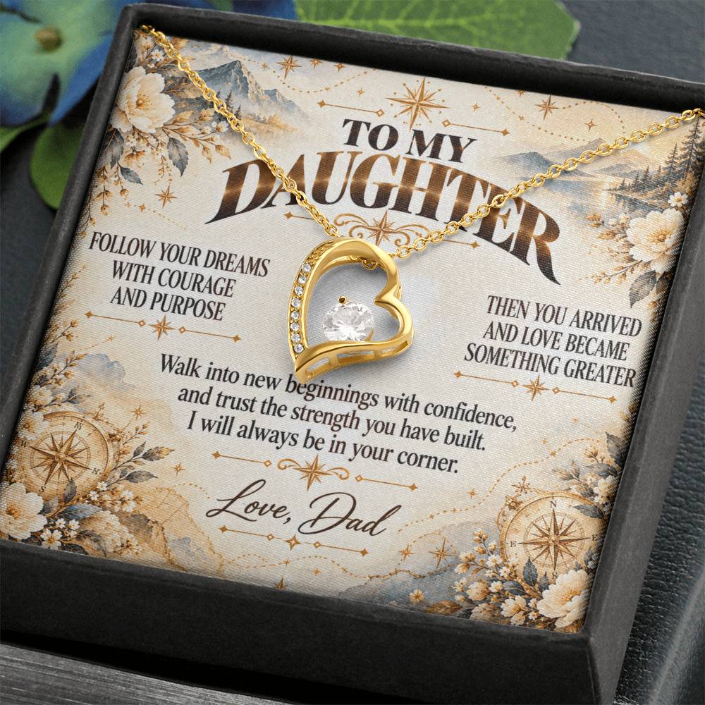 C459 - Follow Your Dreams With Courage And Know Dad Will Always Be Cheering For You - Forever Love Necklace