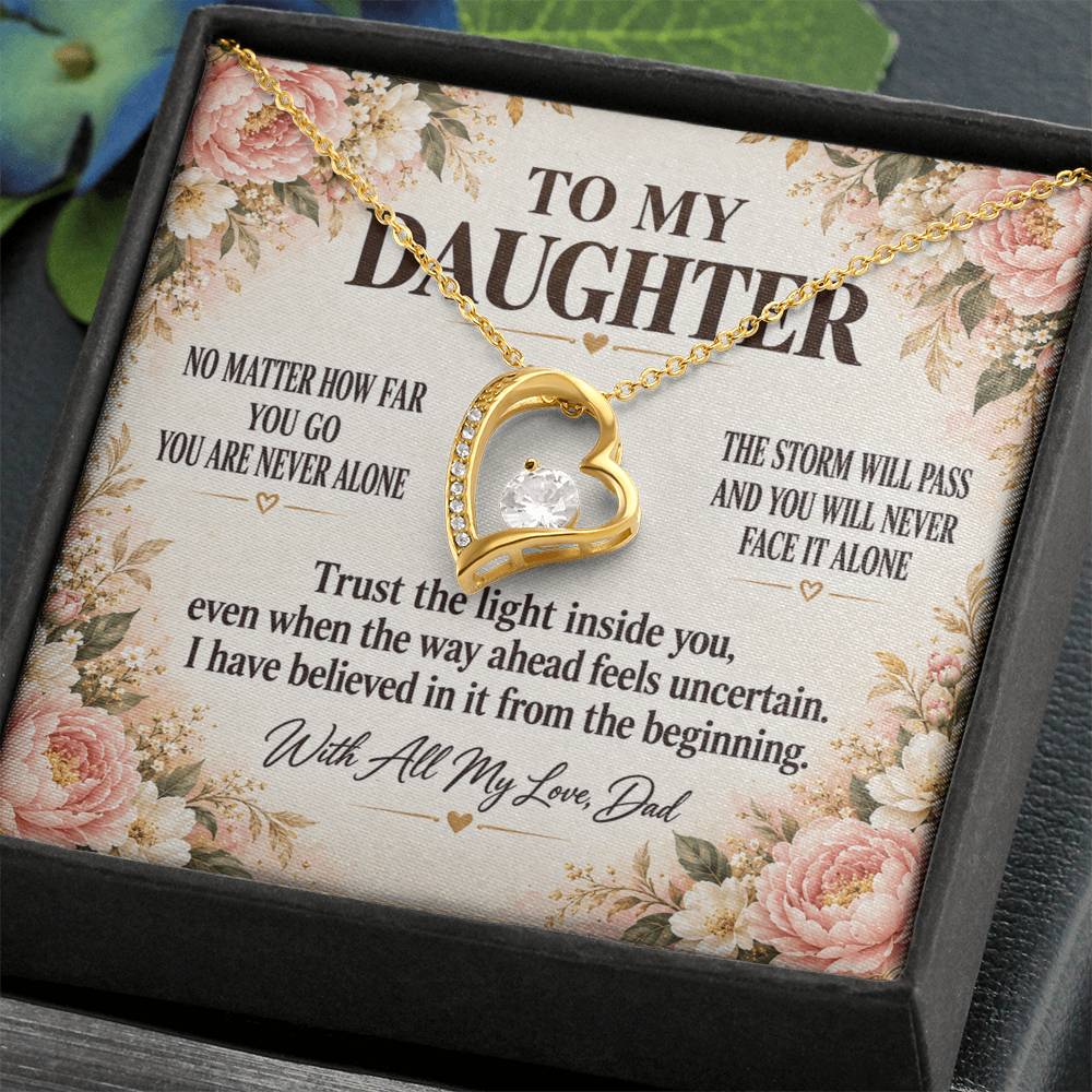 C205 - No Matter How Far You Go You Will Always Carry A Piece Of Dad’s Heart With You - Forever Love Necklace