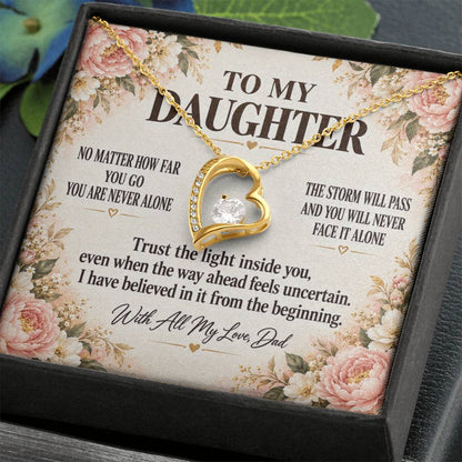 C205 - No Matter How Far You Go You Will Always Carry A Piece Of Dad’s Heart With You - Forever Love Necklace