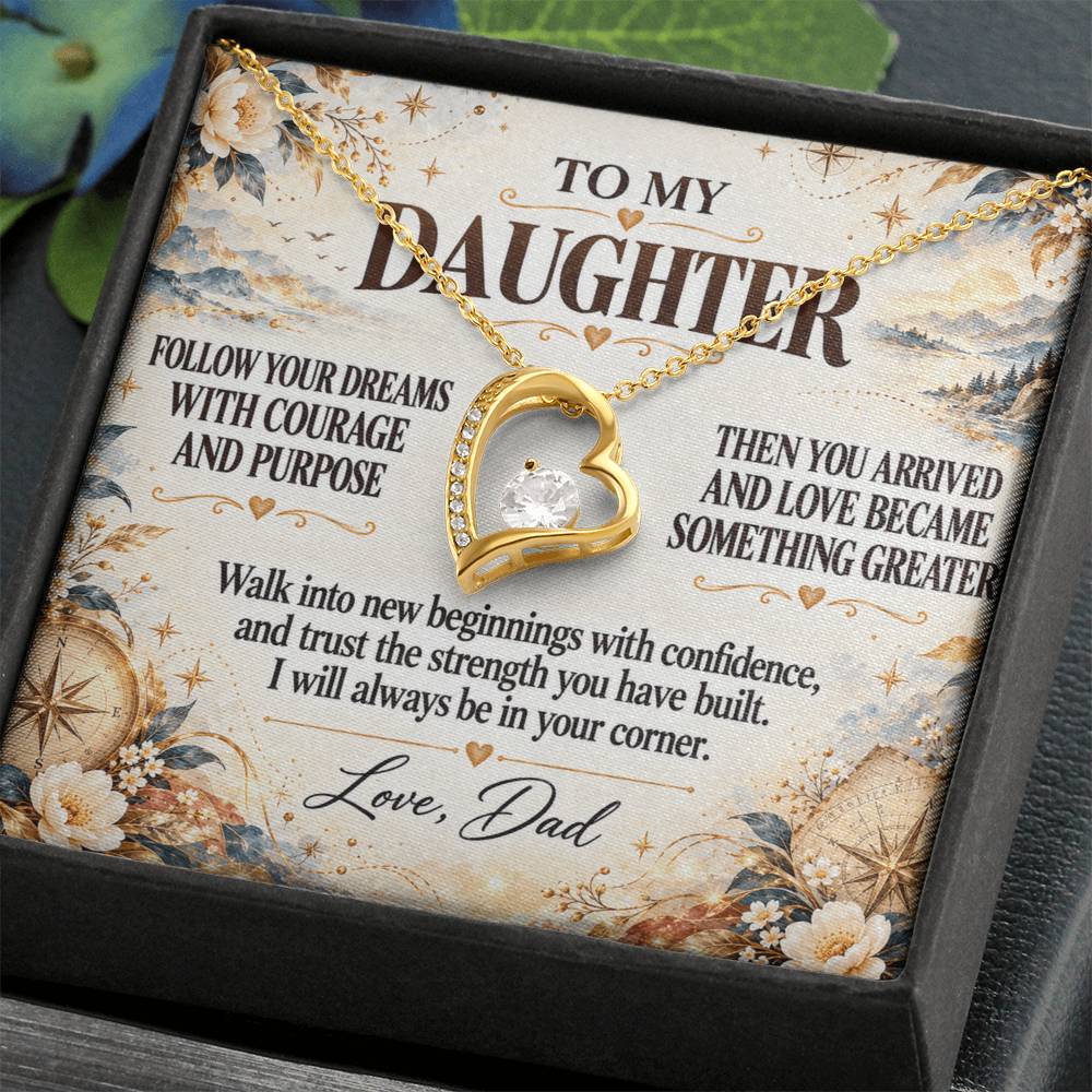 C259 - Follow Your Dreams With Courage And Know Dad Will Always Be Cheering For You - Forever Love Necklace