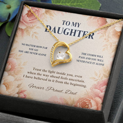 C55 - No Matter How Far You Go You Will Always Carry A Piece Of Dad’s Heart With You - Forever Love Necklace