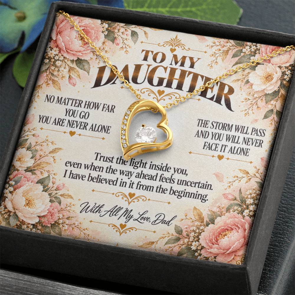 C405 - No Matter How Far You Go You Will Always Carry A Piece Of Dad’s Heart With You - Forever Love Necklace