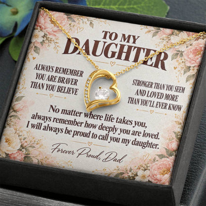 C351 - Always Remember How Deeply You Are Loved And How Proud Dad Will Always Be - Forever Love Necklace