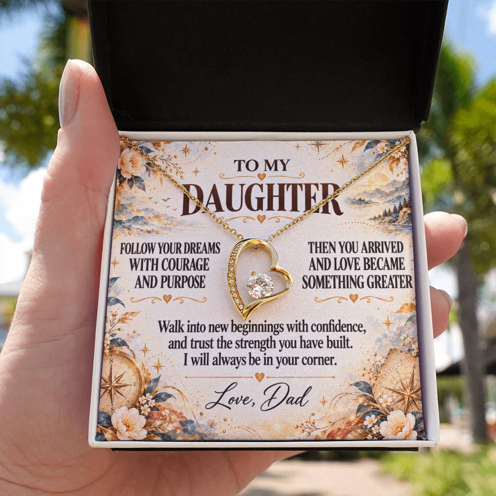 C259 - Follow Your Dreams With Courage And Know Dad Will Always Be Cheering For You - Forever Love Necklace