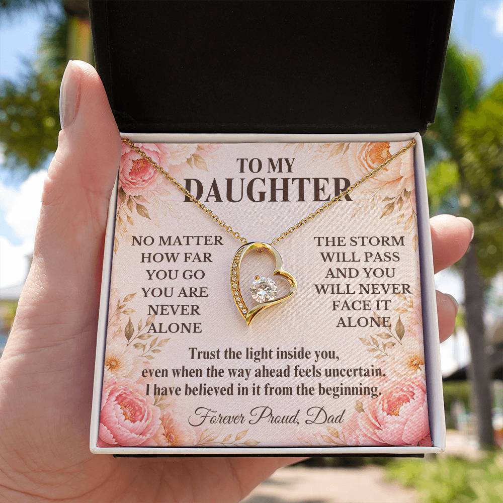 C255 - No Matter How Far You Go You Will Always Carry A Piece Of Dad’s Heart With You - Forever Love Necklace