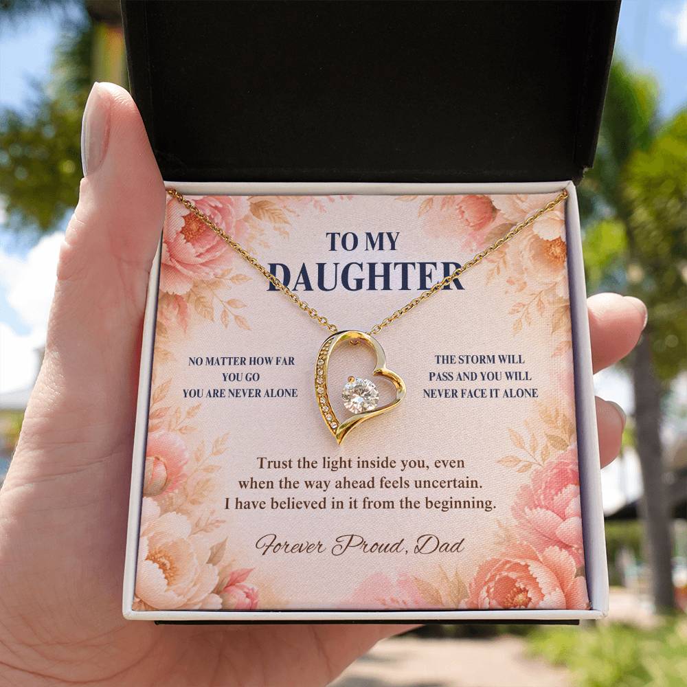 C55 - No Matter How Far You Go You Will Always Carry A Piece Of Dad’s Heart With You - Forever Love Necklace