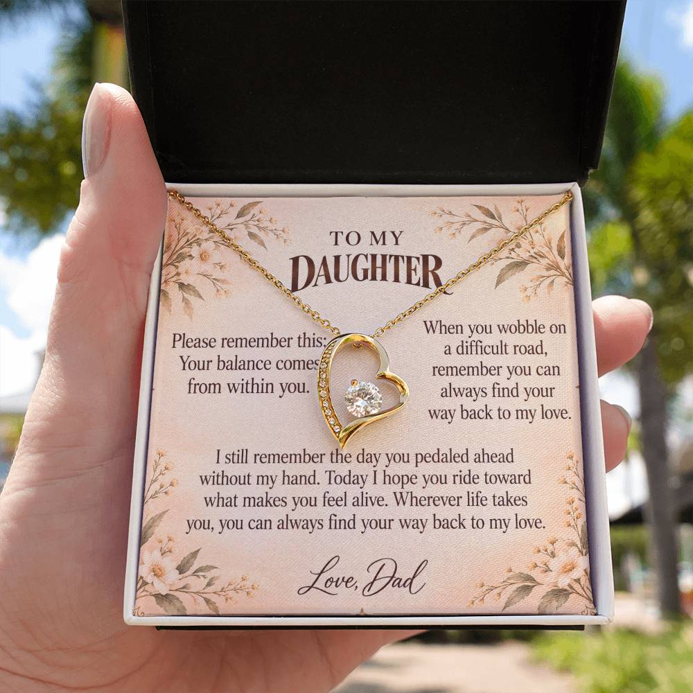 C521 - The Bicycle I Let Go And Quiet Words For Your Hardest Days - Forever Love Necklace